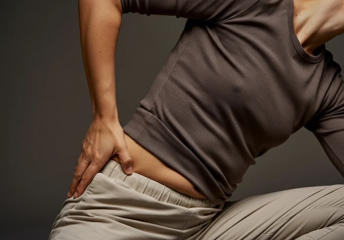 A person easing tension in their lower back