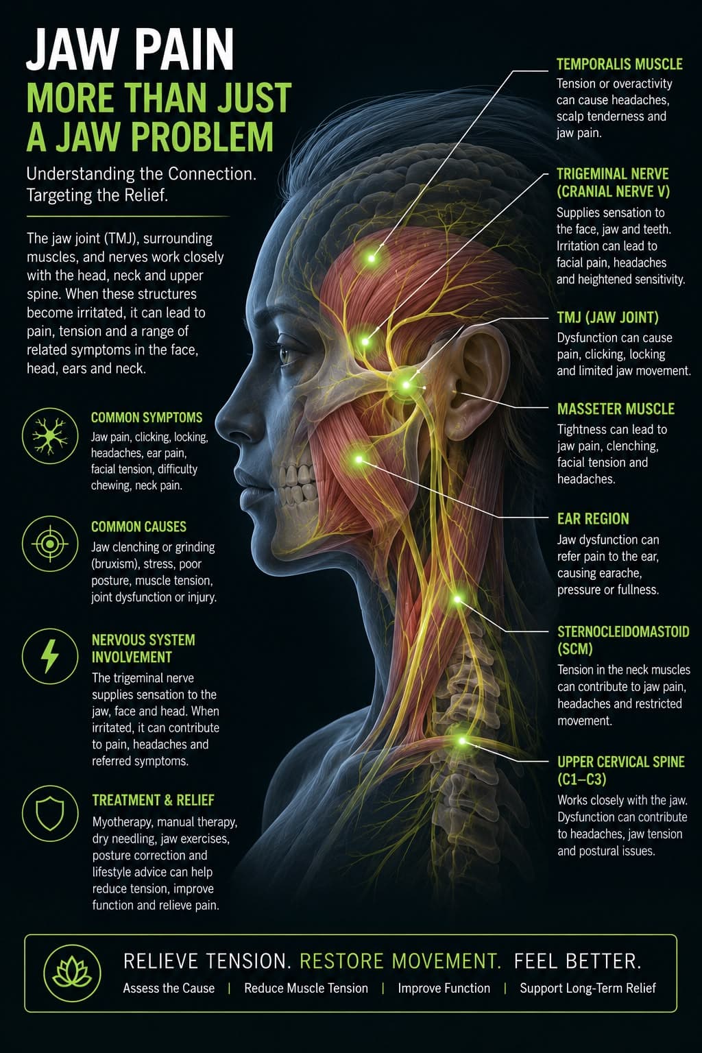Relief from TMJ, jaw pain and facial tension